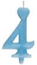 Świeczka Cyferka 4 Serduszko Tort Niebieska