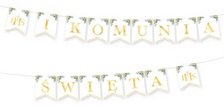 Baner Komunijny I KOMUNIA ŚWIĘTA Eukaliptus 240cm