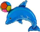 Balon Grabo 21" Delfin Niebieski Luz, 1 szt.