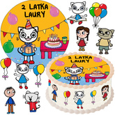 Zestaw Tortowy, Opłatek 20cm, Figurki, Kotka Kici