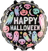 Balon Foliowy HAPPY HALLOWEEN Duszki Czaszki 45cm