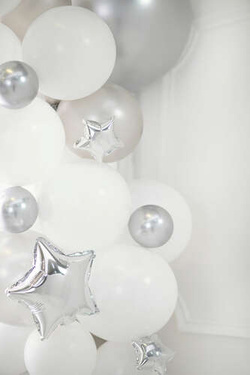 Balony foliowe Gwiazdka, 22cm, srebrny 25szt.