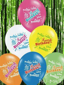 Balony z nadrukiem "HAPPY BIRTHDAY" mix - 5 szt.