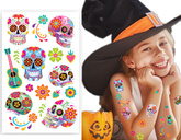 Tatuaże Zmywalne Kolorowe Czaszki HALLOWEEN Catrin