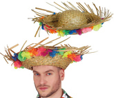 Słomkowy Kapelusz Hawajski Kwiaty Wakacje Aloha