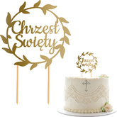 Topper na Tort CHRZEST ŚWIĘTY Okrąg ZŁOTY