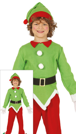 Strój Kostium  ELF Skrzat Pomocnik Mikołaja 7-9 la