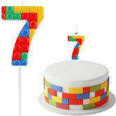 ŚWIECZKA Piker CYFRA 7 Siedem KOLOROWE KLOCKI 10cm