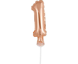 Balon foliowy na tort, Cyfra 1, różowe złoto, 1szt