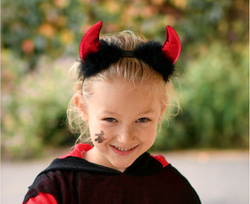 Opaska ROGI DIABEŁKA Czerwone z Czarne Futerkiem