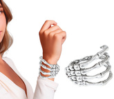 BRANSOLETKA Metalowa Srebrna SZKIELET Dłoń Ręka