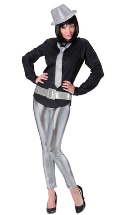 PASEK Gruby Brokatowy SREBRNY Disco Lata 80, 120cm