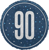 Balon Foliowy Niebieski Błyszczący 90 URODZINY 45c