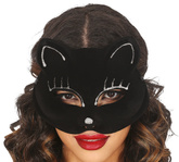 MASKA Wenecka na Oczy Czarny KOTEK Kot Zamszowa