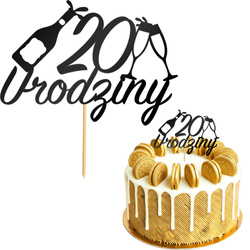 Topper na Tort 20 URODZINY Party CZARNY