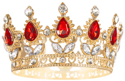 Dekoracja na Tort ZŁOTA KORONA Czerwone Kryształy