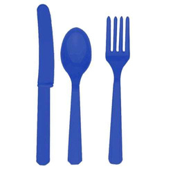 Sztućce zestaw, niebieski, 24 szt.
