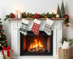 Skarpeta Świąteczna Prezenty Zielone Choinki 22x41