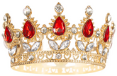 Dekoracja na Tort ZŁOTA KORONA Czerwone Kryształy