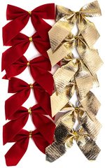 Kokardki Dekoracyjne Czerwone i Złote 12szt.