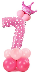 Zestaw balonów różowych cyfra 7, 1 kpl