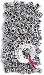 Koraliki LITERKI Litery Alfabet Srebrne 124szt.