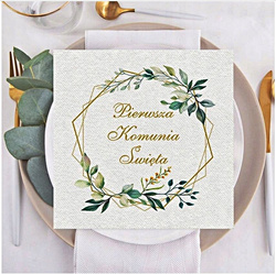 Zestaw KOMUNIA Bieżnik Serwetki Kieszonki Sztućce