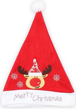 Czapka Świętego Mikołaja RENIFER z Pomponem Święta