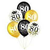 Zestaw balonów 80 urodziny 6 szt.