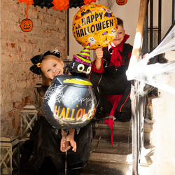 Balon Foliowy HAPPY HALLOWEEN Kociołek Pająk 51x79