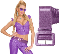 PASEK Gruby Brokatowy FIOLET Disco Lata 80, 120cm