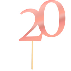 Topper na Tort LICZBA 20 Urodziny RÓŻOWE ZŁOTO