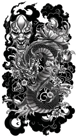 Tatuaż Zmywalny Tymczasowy Rękaw SMOK 14x30cm