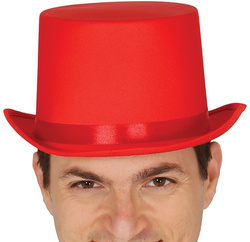 Kapelusz CYLINDER Klauna CZERWONY Czapka Magik