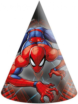 Czapeczki Papierowe SPIDERMAN Marvel Urodziny 6szt