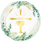 Balon Foliowy Komunijny KOMUNIA Kielich IHS 45cm