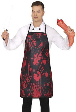 Czarny Zakrwawiony FARTUCH Rzeźnik Halloween