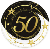 Talerzyki Papierowe 50 URODZINY 23cm 6szt.