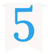 Flagietka, Cyfra 5, Niebieska, 1 szt.