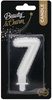 Świeczka Cyfra 7 SIEDEM Perłowa BIAŁA, 7cm