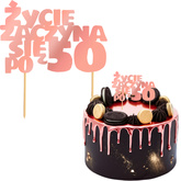 Topper Tort ŻYCIE ZACZYNA SIĘ PO 50 Różowe Złoto