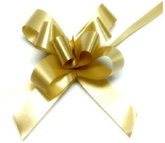 Wstążki ściągane kokardki 1cm, 50szt. złote