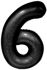 Balon foliowy cyfra 6 SZEŚĆ czarny 100 cm