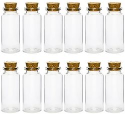 Buteleczki szklane z korkiem, 7,5cm 12szt.