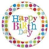 Talerzyki Happy Birthday, 23 cm, 8 szt.