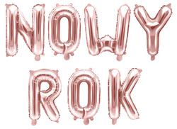 Zestw Balonów foliowych Nowy Rok 35cm różowe złoto