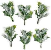 Bielone Liście Ostrokrzewu Dekoracja 7cm 6szt.