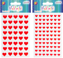 Naklejki Serca Czerwone MIX 9,5x15cm, 2 arkusze