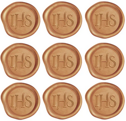 PIECZĘĆ LAKOWA Komunia Święta IHS Złota 9szt.