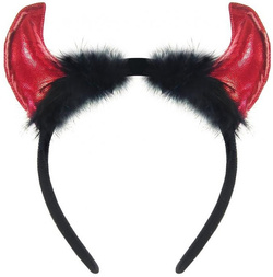 Opaska ROGI DIABEŁKA Czerwone z Czarne Futerkiem